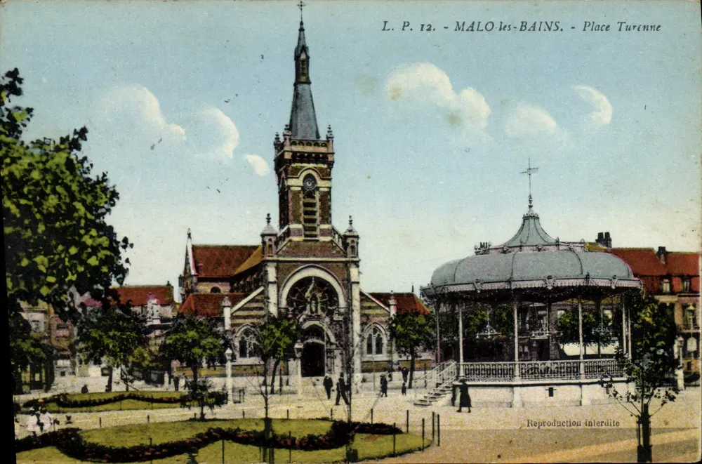 Malo-les-Bains - Place Turenne — Verlag L.P. 12, Vervielfältigung verboten - Vorderseite