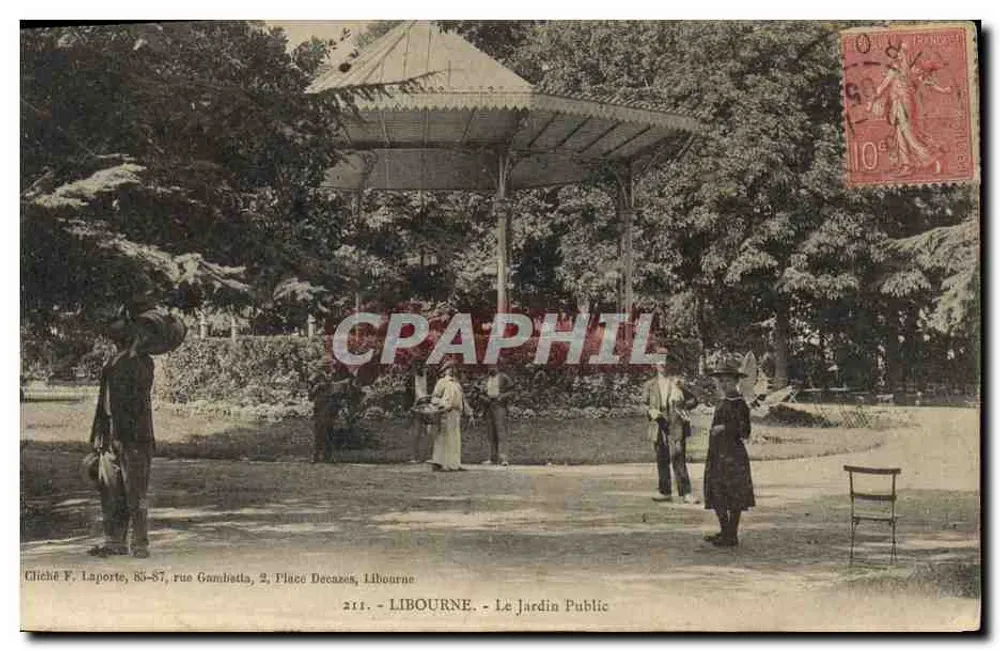 Libourne - O Jardim Público — Cliché F. Laporte, rua Gambetta, 2, Praça Decazes — n°211 - Frente