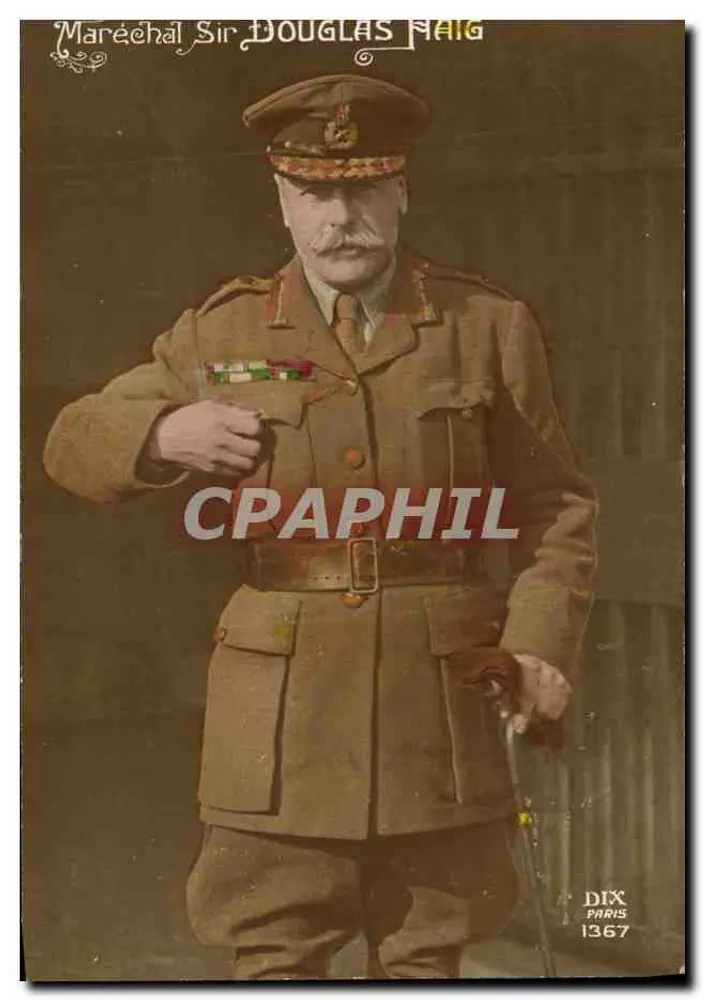 Mariscal Sir Douglas Haig — retrato em uniforme — editor DIX PARIS n°1367 - Frente