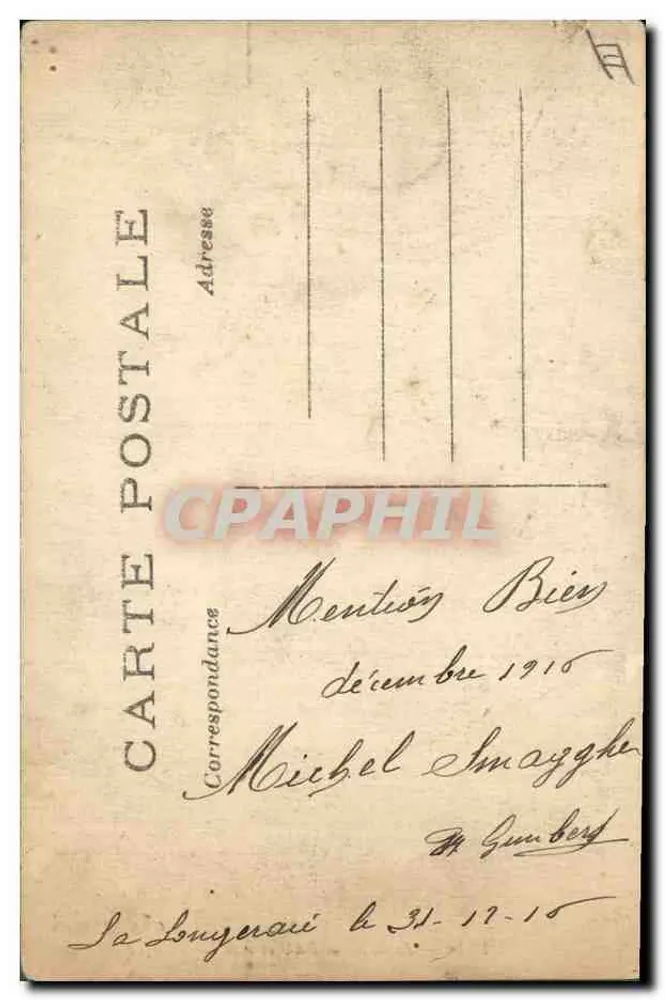 General PAU und sein Stab — 1914 — G.A.M. Paris - Rückseite