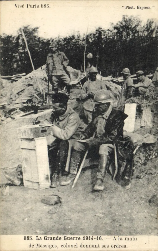 Der Große Krieg 1914-16 — Colonel de Massiges gibt seine Befehle — Phot. Express, Nr. 885 - Vorderseite