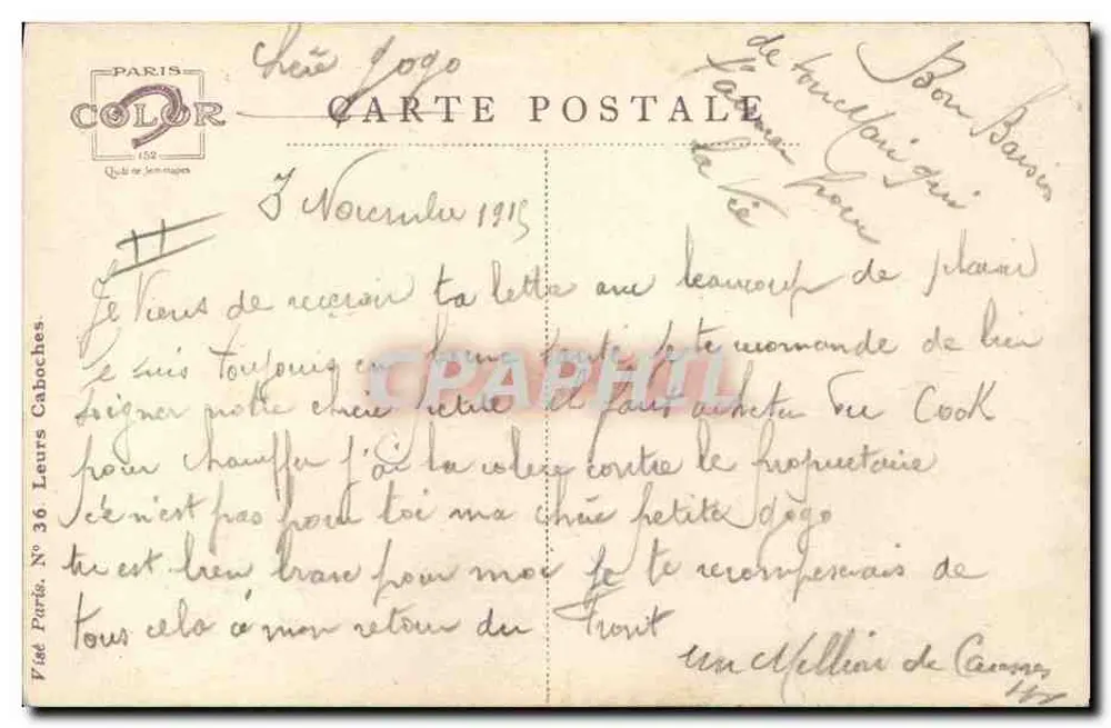 Soldat d'infanterie (Laudsturm bavarois) — caricature signée Léon Faurne 1919, éditée par Em. Dupuis à Lille - Verso