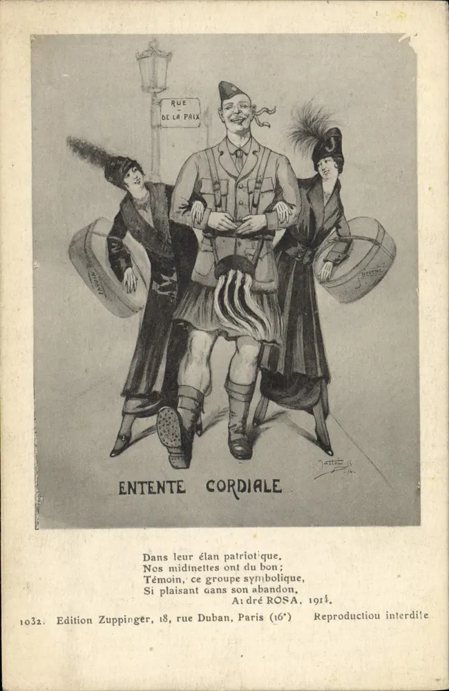 Entente Cordiale — caricatura da entente franco-britânica — Édition Zuppinger, n°1032 - Frente