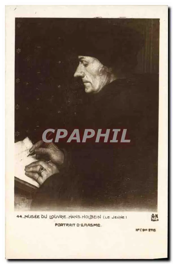 Porträt von Erasmus — von Hans Holbein dem Jüngeren — Louvre-Museum — Nr. 8715 - Vorderseite