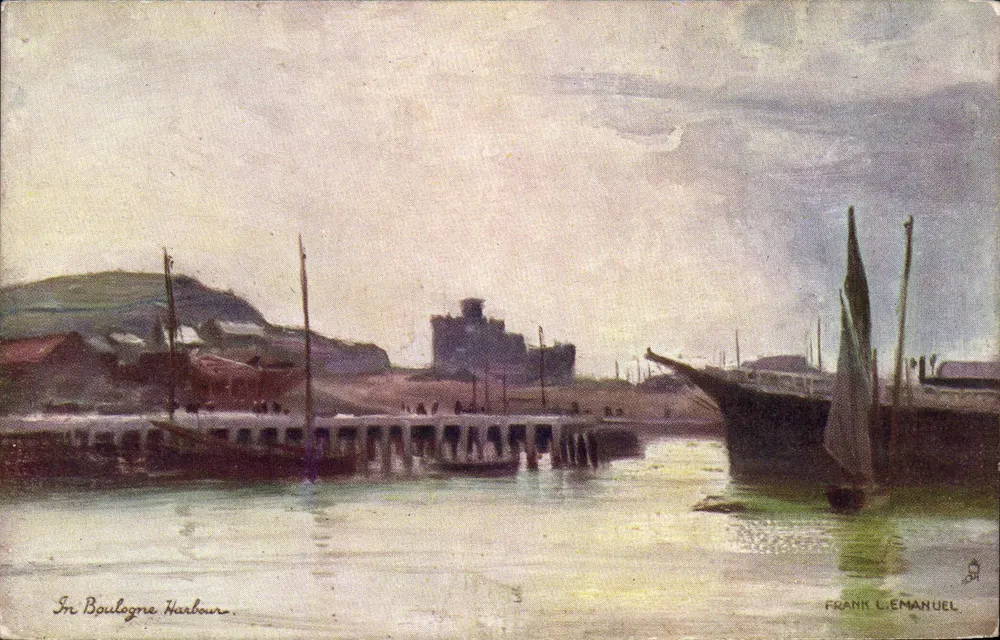 Port Boulogne — widok portowy — Frank L. Emanuel - Awers