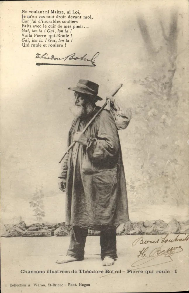 Pierre-qui-roule — Canção ilustrada de Théodore Botrel — Fot. Hugon, St-Brieuc - Frente