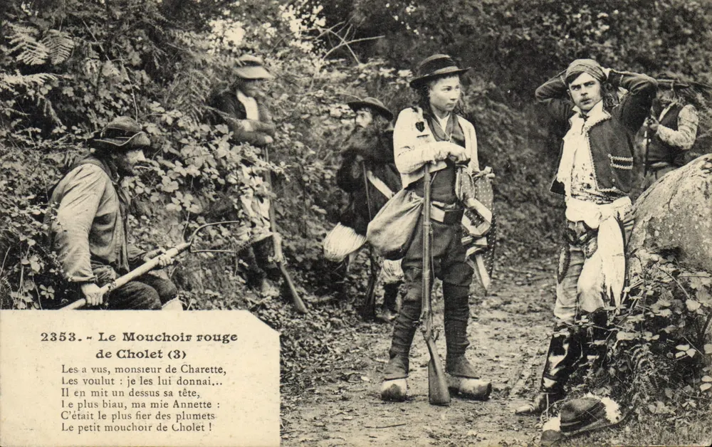 O Lenço vermelho de Cholet (3) — cena de caçadores na floresta — editor Breizï, n° 2353 - Frente