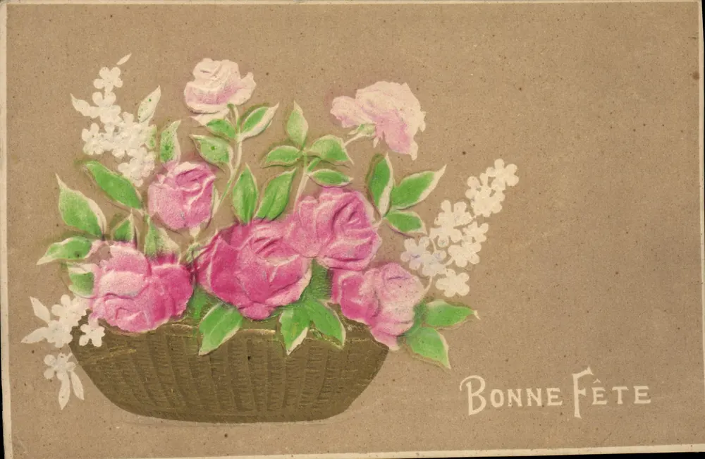 Bouquet de roses et de lilas — illustration colorée — éditeur non identifié - Voorkant