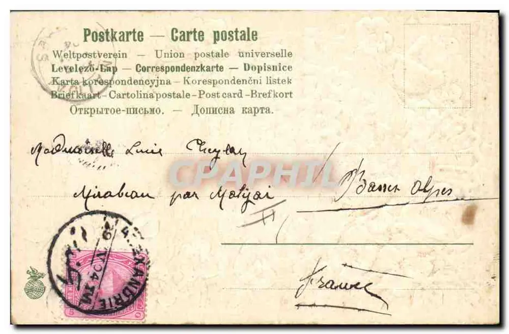 Flores e pássaros — vista de aldeia — editor Albert, n° 238 - Verso