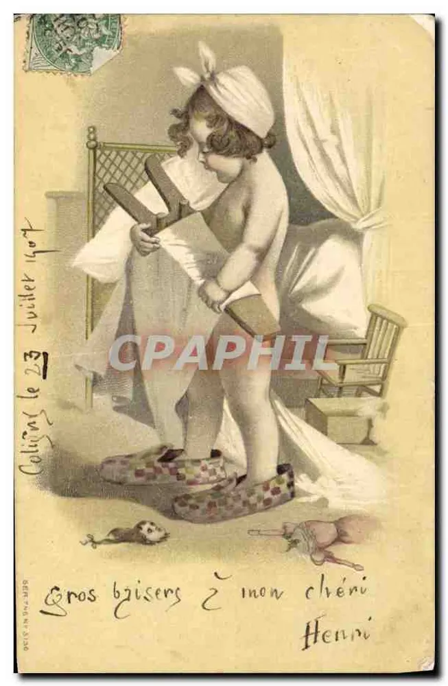 Bambino che legge un libro — Coligny, 23 luglio 1907 — editore non visibile - Recto
