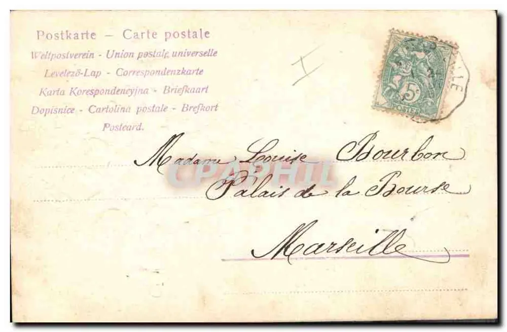 Violetas em um vaso — Carta postal de boas-vindas — editor não identificado - Verso