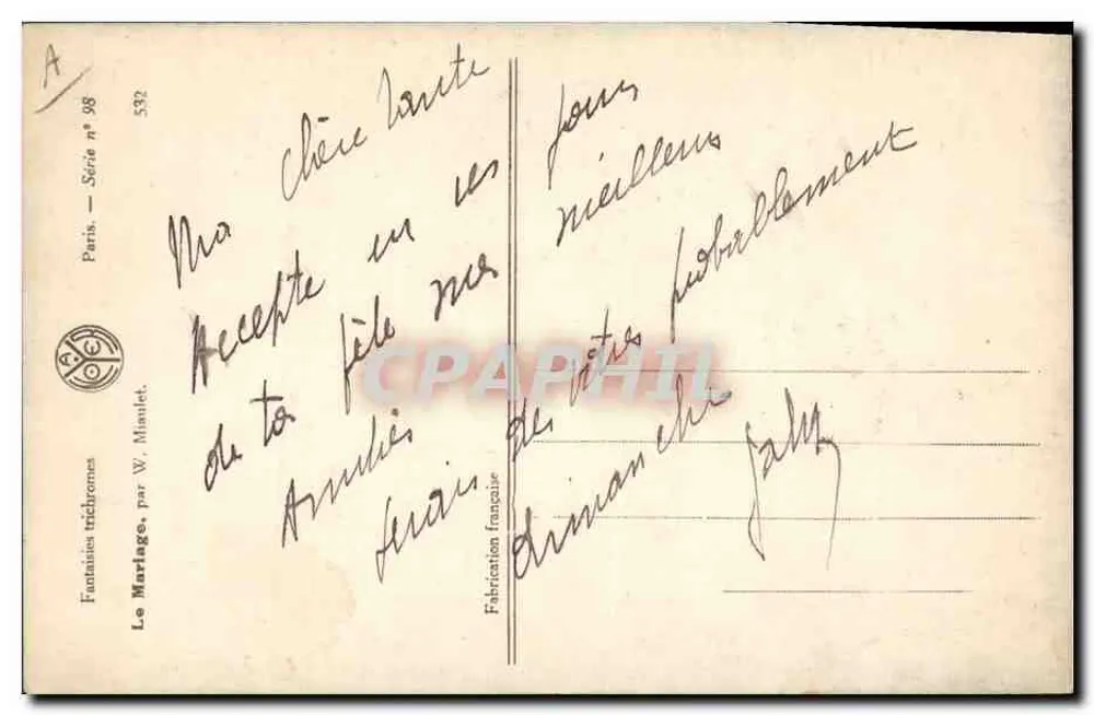 Zwei Äpfel — Hochzeit der Liebe — Trichromatische Fantasien, von W. Miaulet - Rückseite