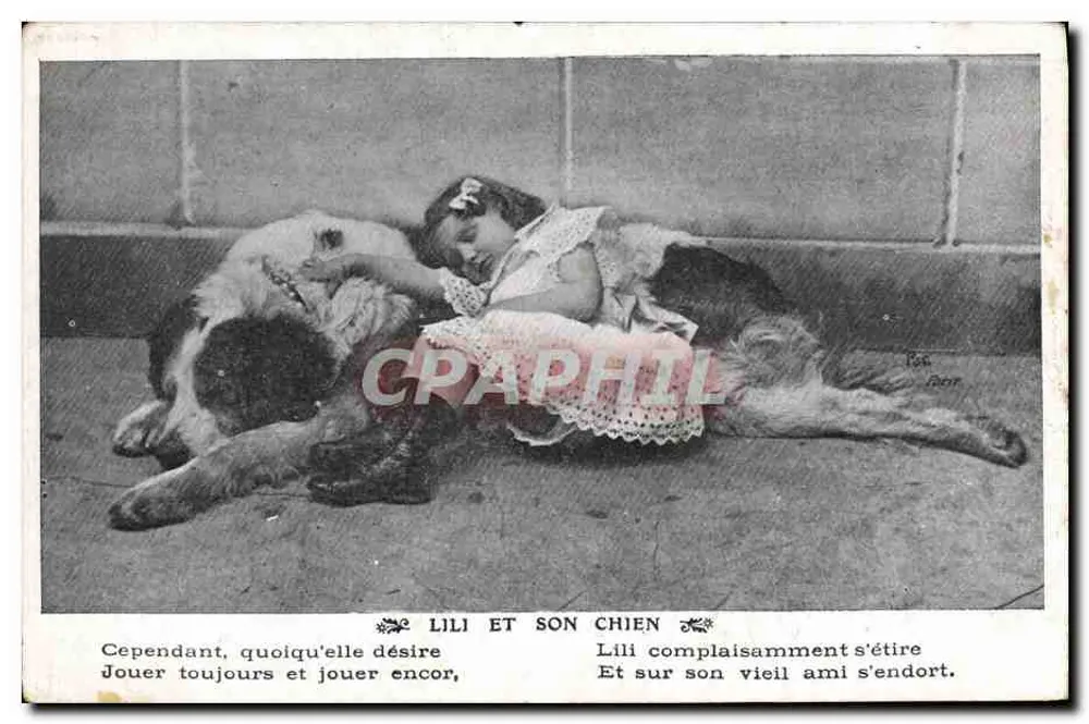 Lili und ihr Hund — zärtliche Szene — unbekannter Verlag - Vorderseite