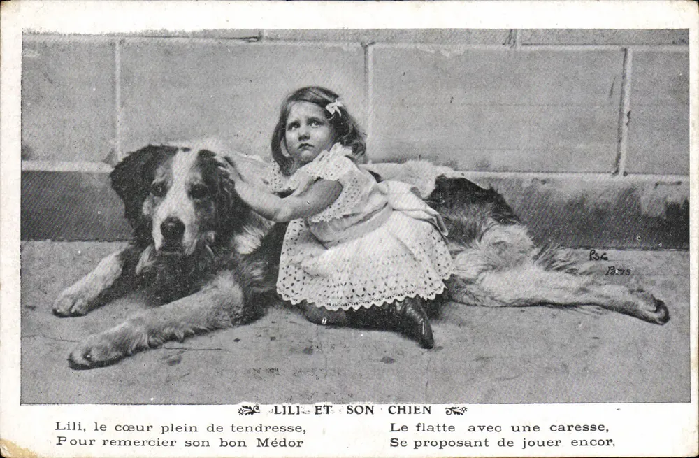 Lili und ihr Hund — Lili, das Herz voll Zärtlichkeit, Um ihrem treuen Médor zu danken — RSC, Paris - Vorderseite