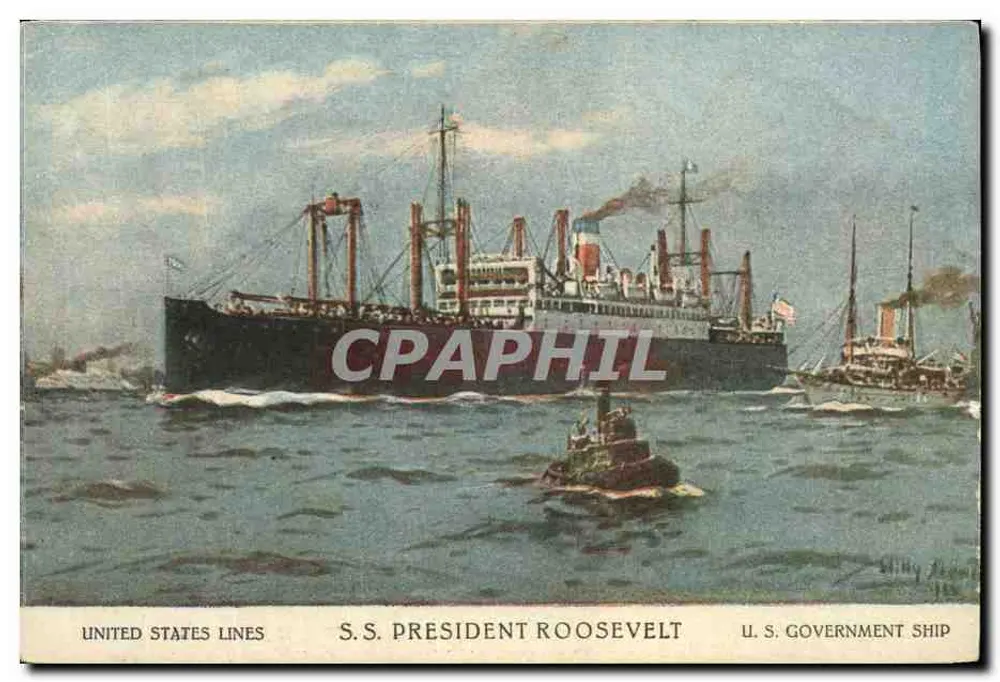 S.S. PRESIDENT ROOSEVELT — amerikanisches Regierungsschiff — United States Lines - Vorderseite