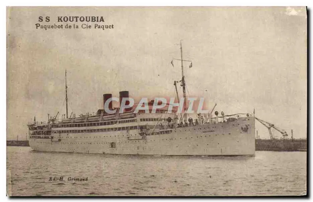 SS KOUTOUBIA — Dampfer der Compagnie Paquet — H. Grimaud - Vorderseite