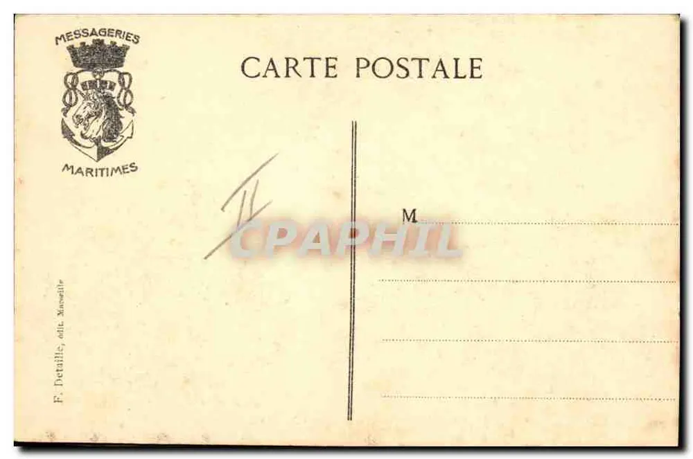 Dampfschiff "LOTUS" — Messageries Maritimes — Verlag F. Détaille, Marseille - Rückseite