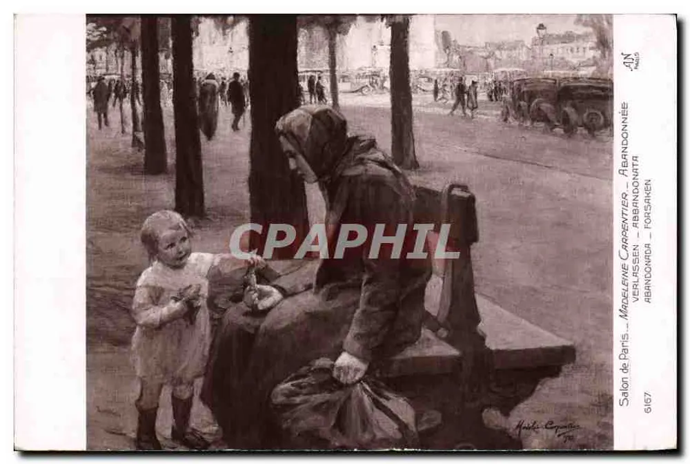 Mujer y niño abandonados — Salón de París — Madelene Carpentier — n° 6167 - Anverso