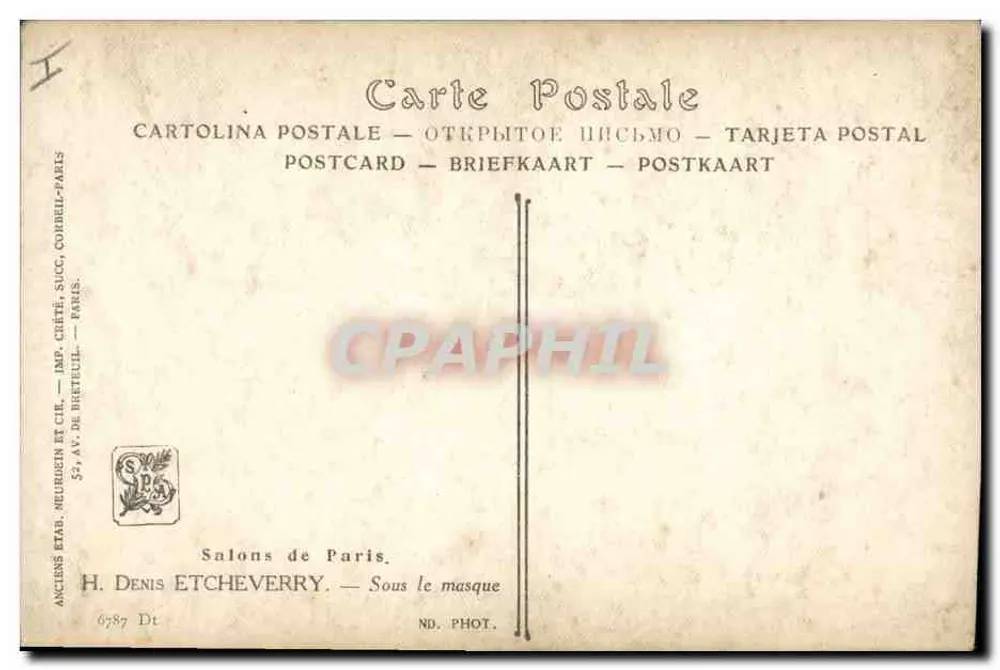 Sotto il maschera — scena teatrale — H. Denis Etcheverry, Parigi - Verso