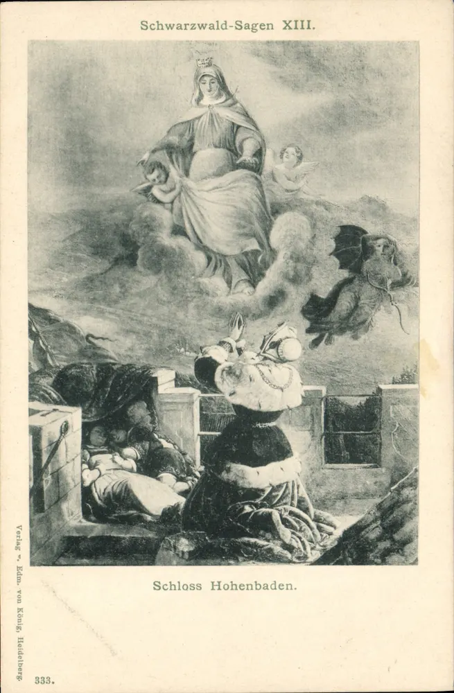 Schloss Hohenbaden — Schwarzwald-Sagen XIII — wydawca v. Edm. von König, Heidelberg - Awers