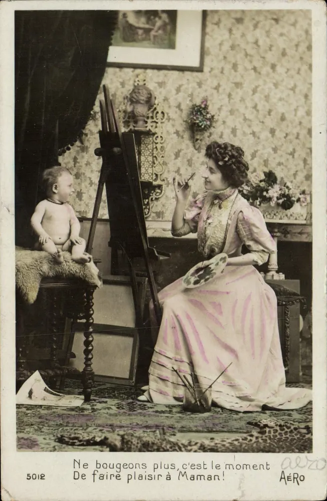 Femme peignant un bébé — scène intérieure — éditeur AÉRO, n° 5012 - Vorderseite