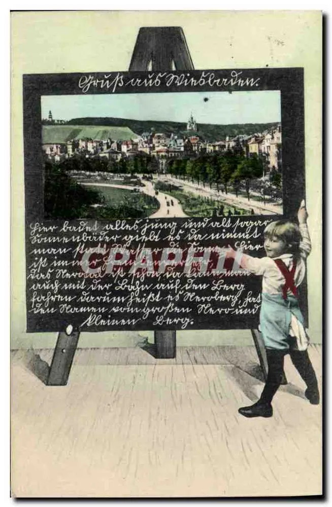 Criança diante de um cavalete — vista de Luxemburgo - Frente