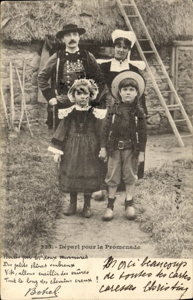 Abreise zur Promenade — E. Elamonit, St-Bélec, Ansichtskarten der Bretagne, n°225 - Vorderseite