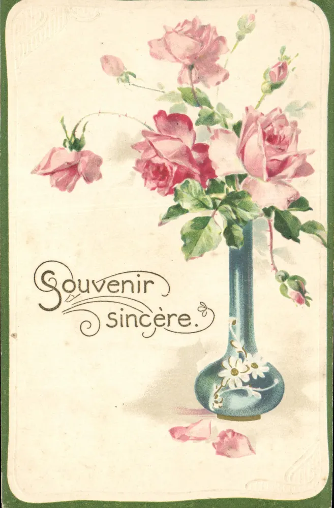 Bouquet de roses — Szczere wspomnienie — Wydawca Rottung, Paryż - Awers