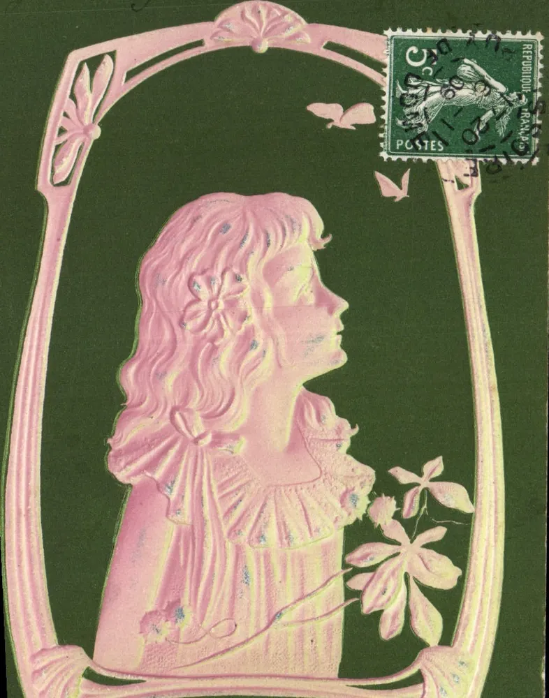 Menina em perfil — estilo Art Nouveau — editor desconhecido - Frente