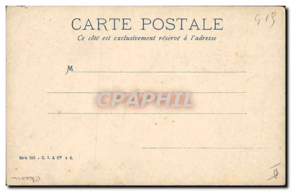 Caçador e cão de caça — Série 103 — C. T. & Cie à G. - Verso