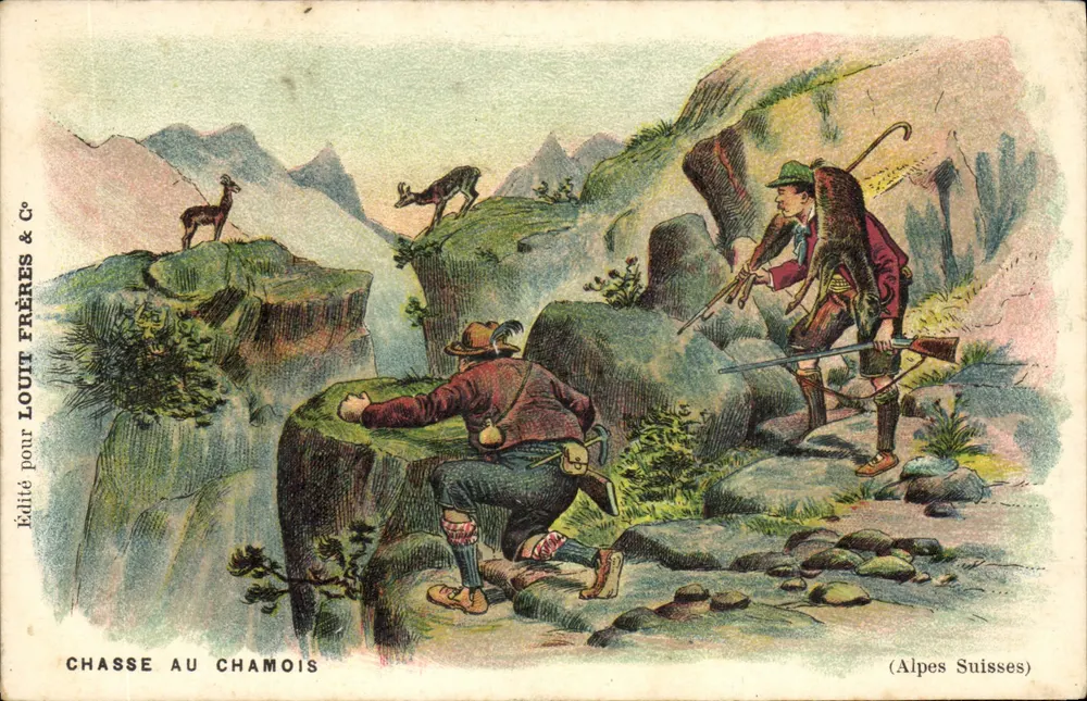 Caça ao Carneiro — Alpes Suíços — Editado para LOUT FRÈRES & Co - Frente