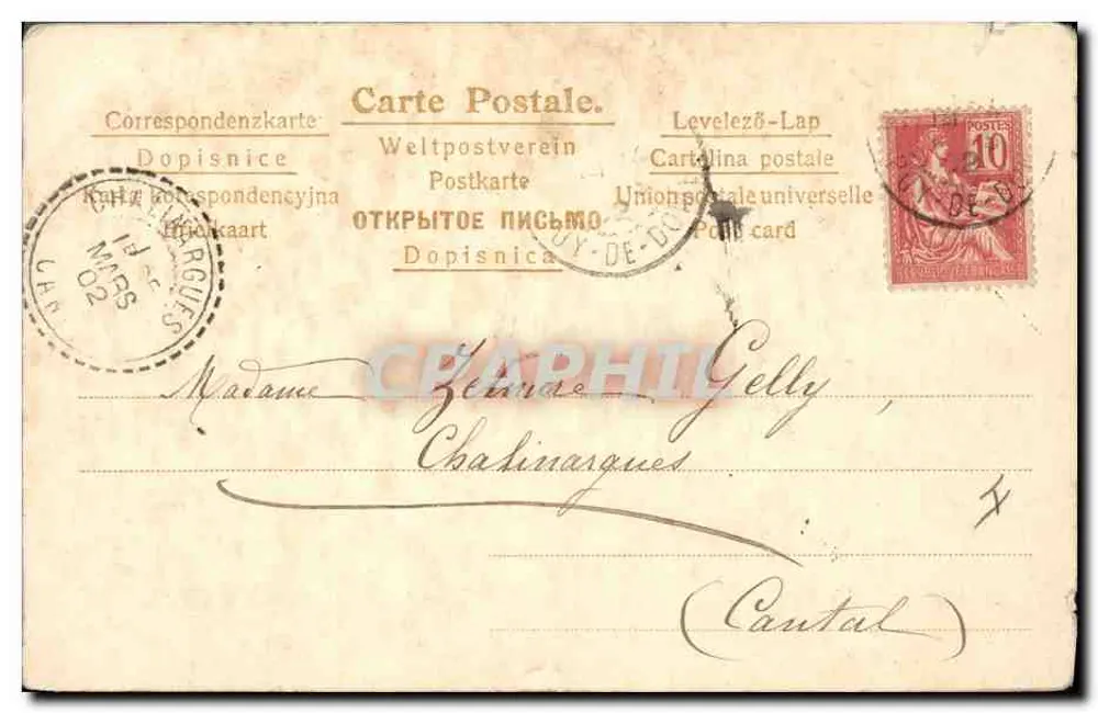 Chaslinargues — Chasse à courre avec un chien — éditeur W. N°1088 - Verso
