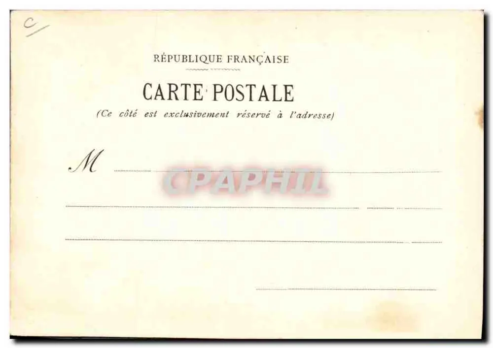 Komödien-Szene — Frau dominiert Mann — Zeichnung von C. Mispalès - Rückseite
