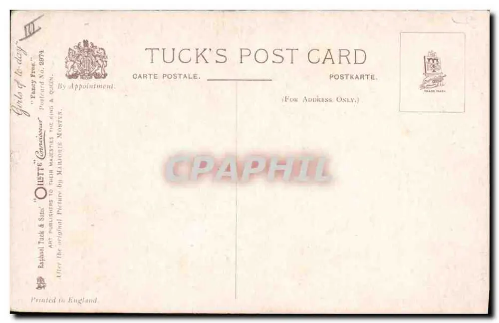 Junge Frau in blauer Robe — Portrait — Tuck's Post Card, n° 2974 - Rückseite