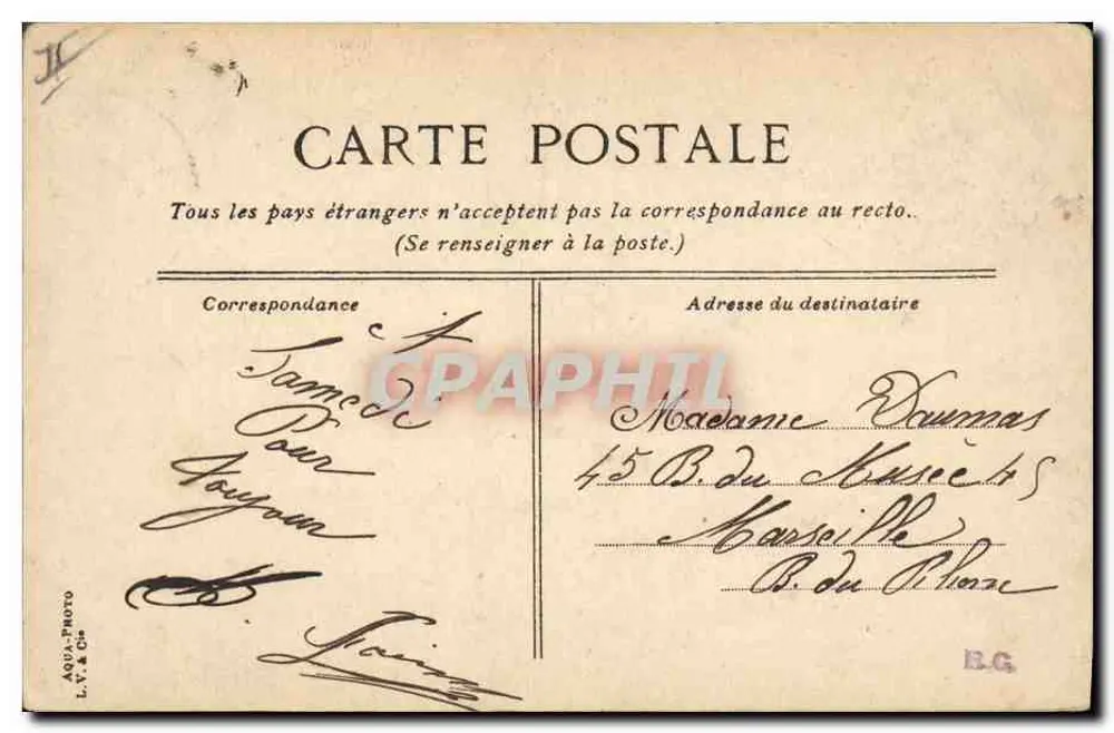 Antibes. a Place Macé — Grand Hotel — editor L.V. & Cie, n°19 - Verso