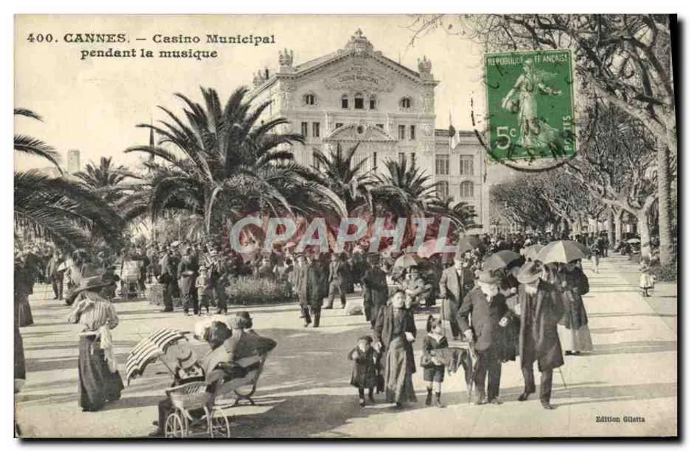 CANNES. — Municipalkasino während der Musik — Ausgabe Gilletta n°400 - Vorderseite