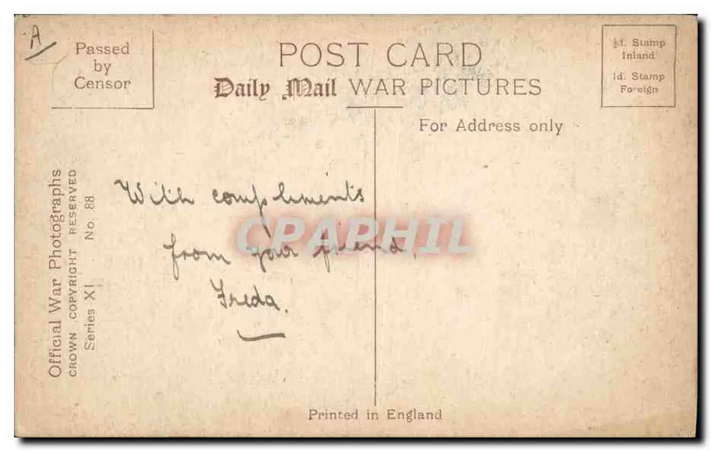 Der König am Front — Gruß aus den Truppen — Daily Mail War Pictures, Serie XI, n°88 - Rückseite