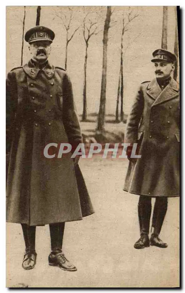Dois oficiais em uniforme — floresta invernal — J. Bourgogne, editor em Château-Thierry - Frente