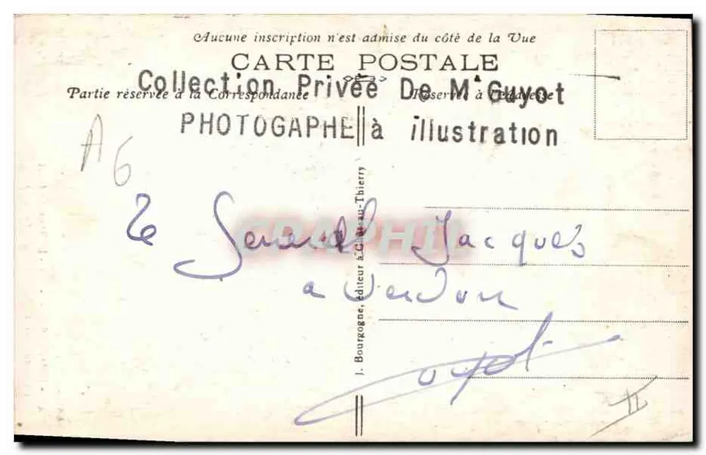 Dois oficiais em uniforme — floresta invernal — J. Bourgogne, editor em Château-Thierry - Verso