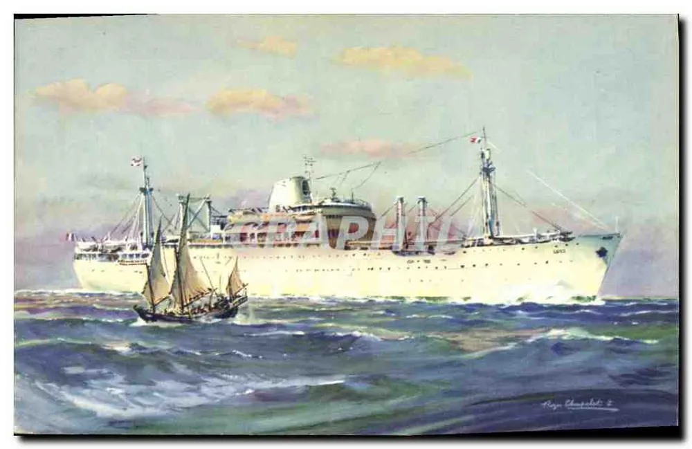 Handelsboot — Compagnie des Messageries Maritimes "Laos" — Alépée et Cie, Paris - Vorderseite
