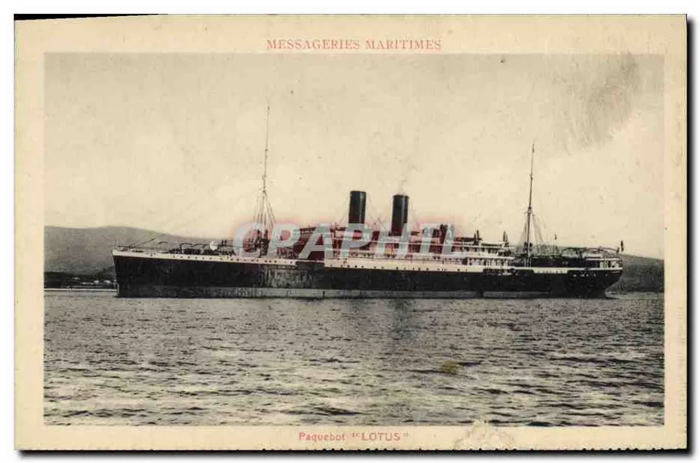 Paquebot "LOTUS" — navire de la Compagnie Messageries Maritimes — éditeur F. Detaille, Marseille - Vorderseite