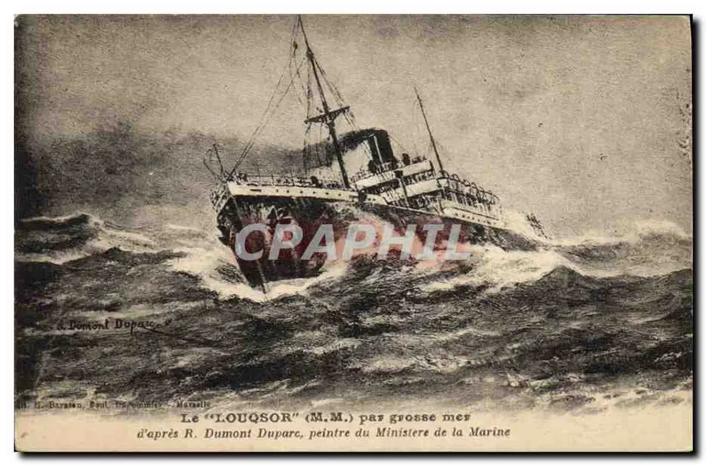 Das "LOUQSOR" (M.M.) auf großer See — nach R. Dumont Duparc, Maler des Ministeriums für Marine — Verlag D. Baraton, Saint-Immunier, Mutualité - Vorderseite