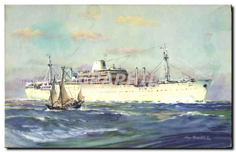 Schiff der Compagnie des Messageries Maritimes "Laos" — Malerei von Roger Blanchard — Verlag Alépée et Cie, Paris - Vorderseite