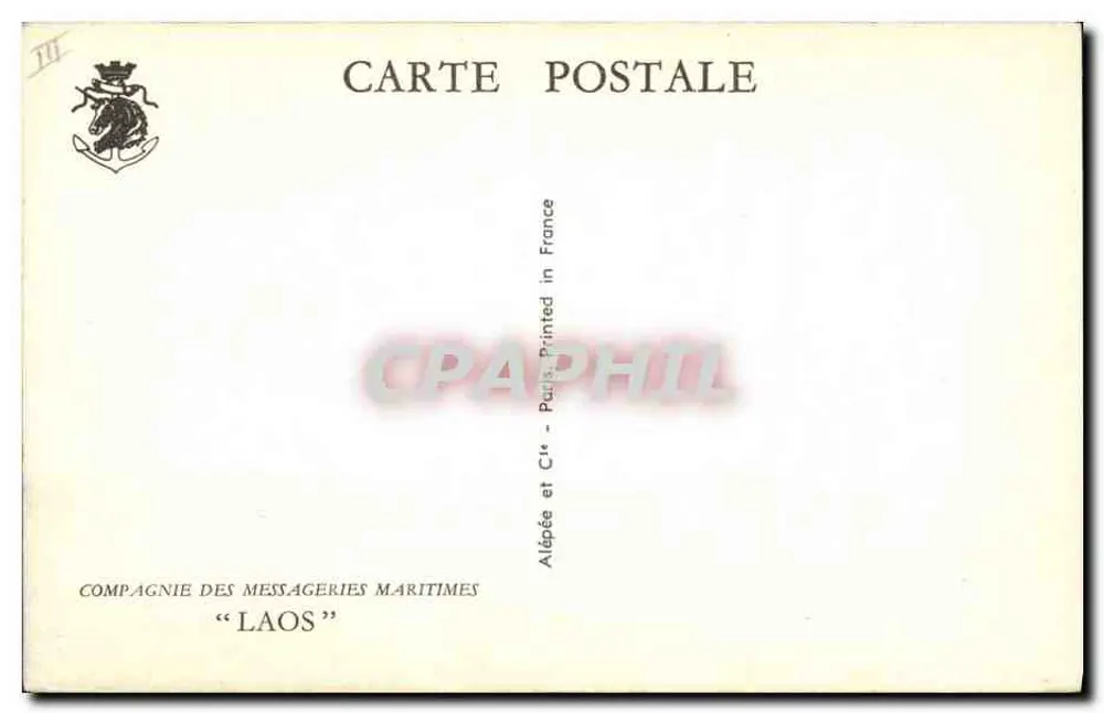 Kreuzer und Segelschiff auf See — Compagnie des Messageries Maritimes « Laos » — Alépée et Cie, Paris - Rückseite