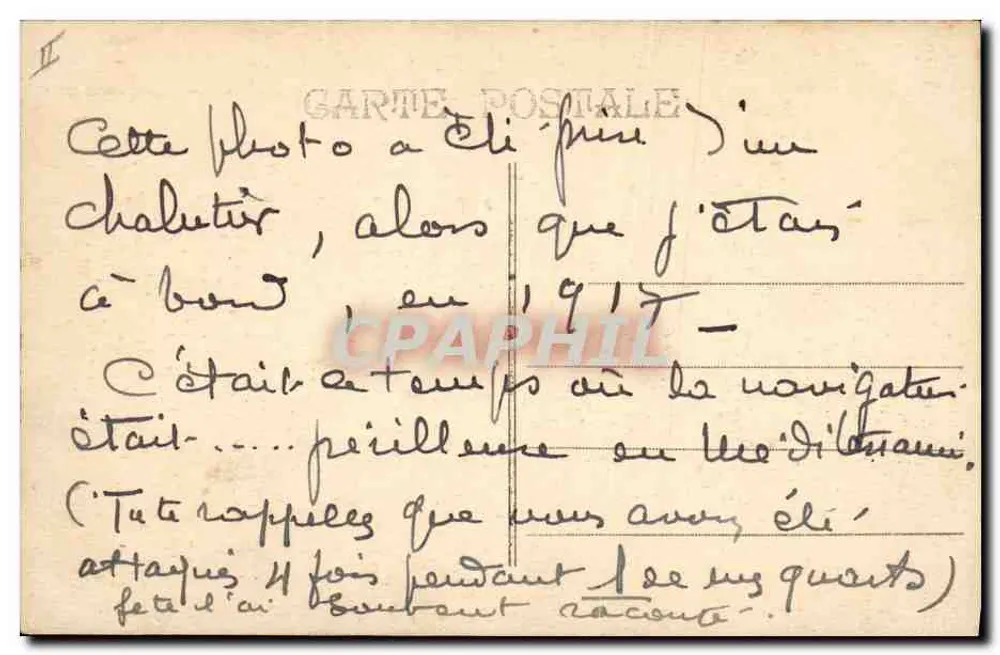 SS. LOTUS — französischer Dampfer der Messageries Maritimes (auf hoher See auf U-Boot Jagd) - Rückseite
