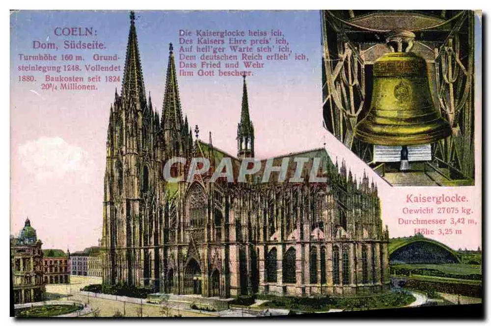 Colônia: Catedral, vista sul — sineta imperial — editor Hwi 402 - Frente