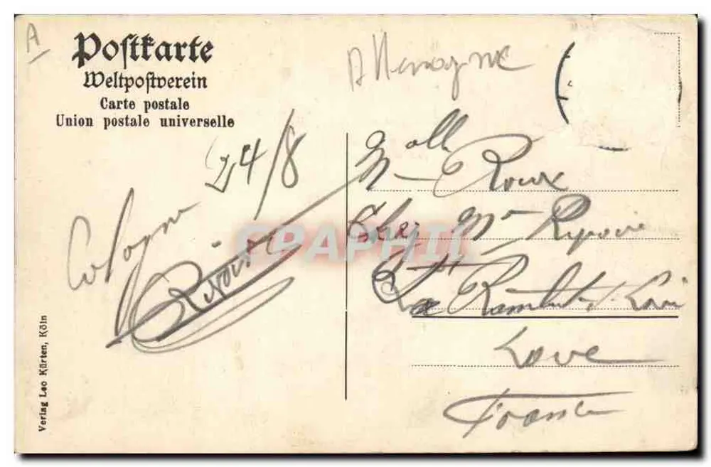 Cologne Cathedral — Südfassade et la Kaiser Glocke — éditeur Verlag Leo Kürten Köln - Verso