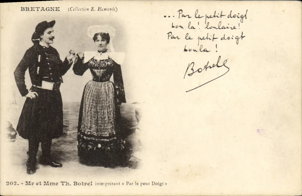 Bretagne — Herr und Frau Th. Botrel interpretieren « Par le petit Doigt » — Sammlung E. Hamenice, n° 202 - Vorderseite