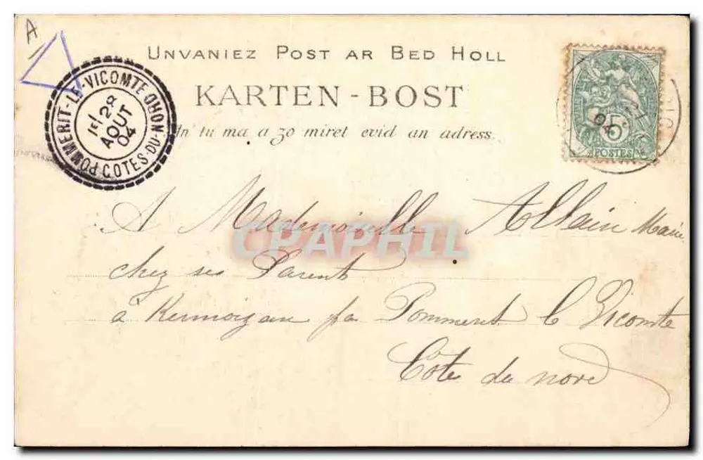 O cantor breton Théodore Botrel — 1905 — Coleção Villand, Quimper - Verso