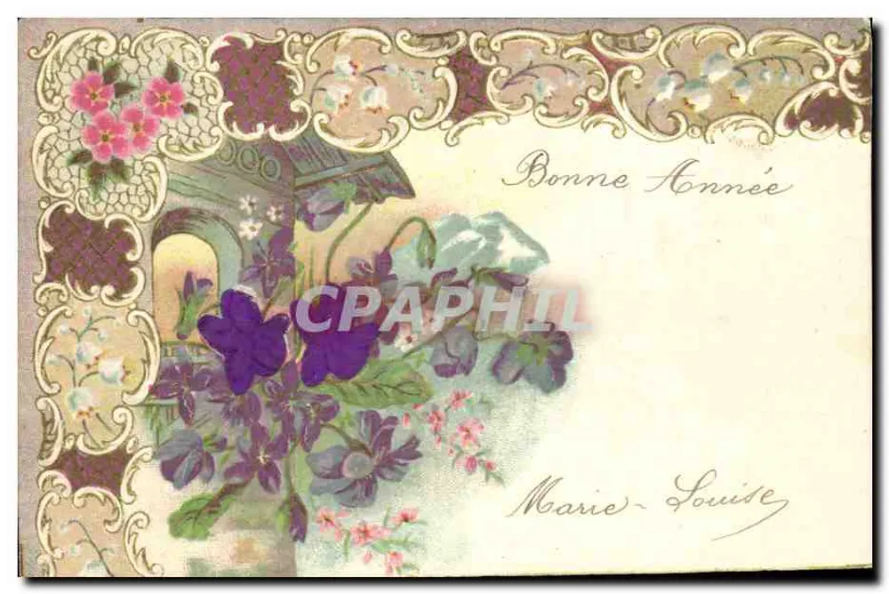 Flores e pássaros — Boa Ano — Marie-Louise - Frente